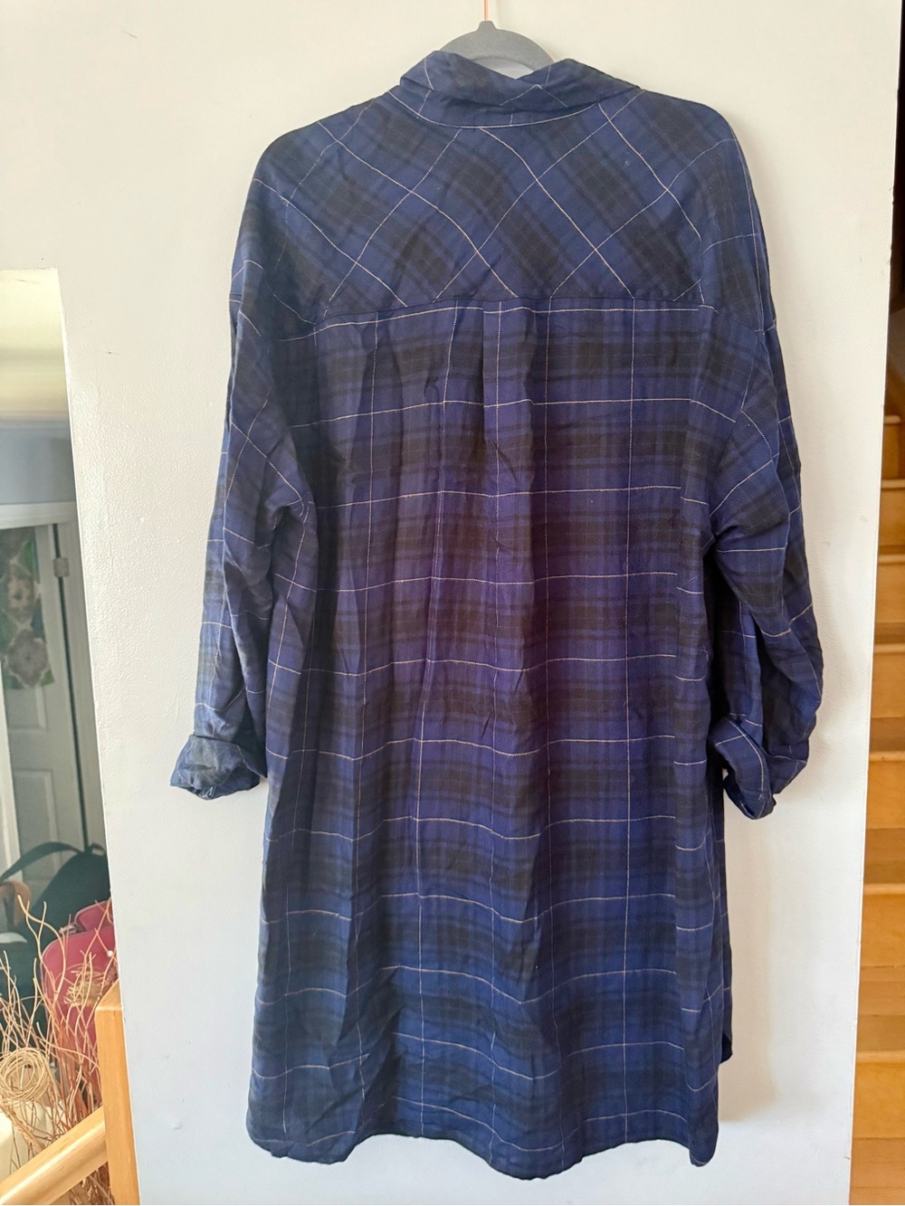 EUC Torrid Soft Plaid Kimono Shirt – Oversized Flannel Tunic – Blue/Black - Picture 4 of 5